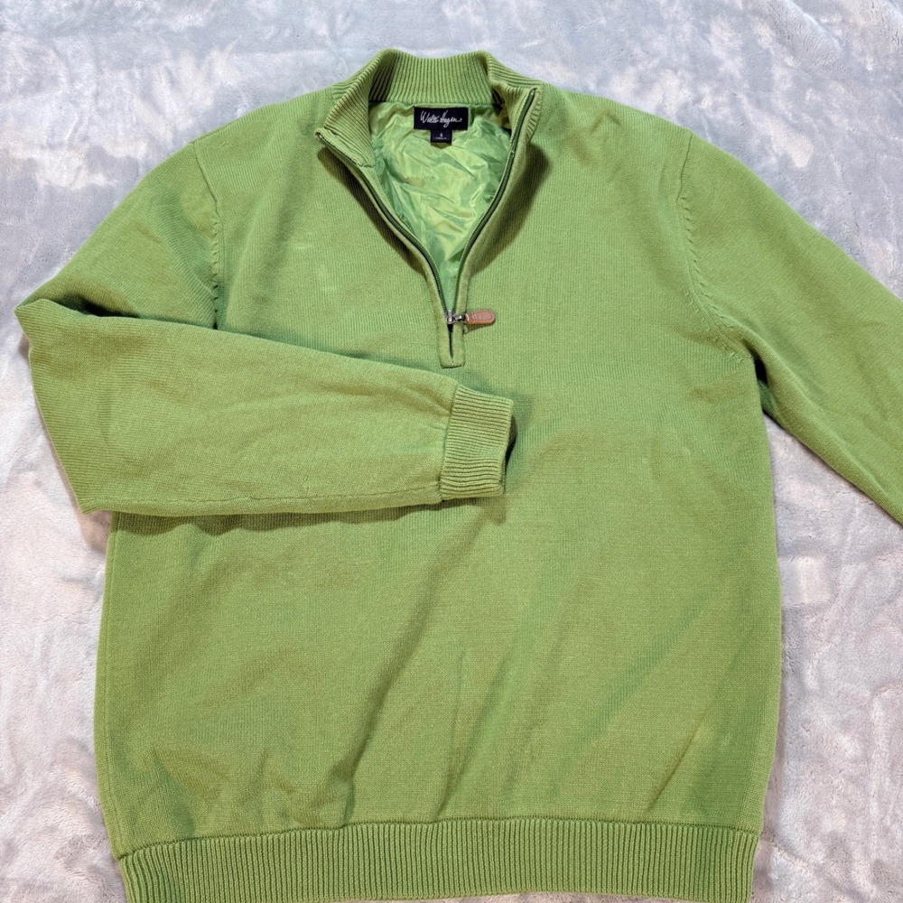 Walter Hagen‎ Mens Green 1/4 Zip Long Sleeve Pullover Sweater Size S Golf